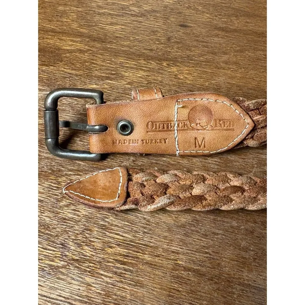 Vintage Outback Red Light Camel Braided Leather Belt sz Medium